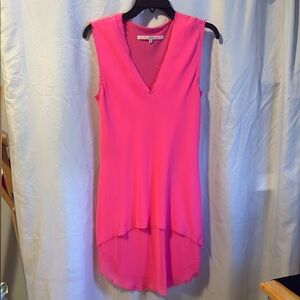 Vibrant Pink Sleeveless V-Neck Dress